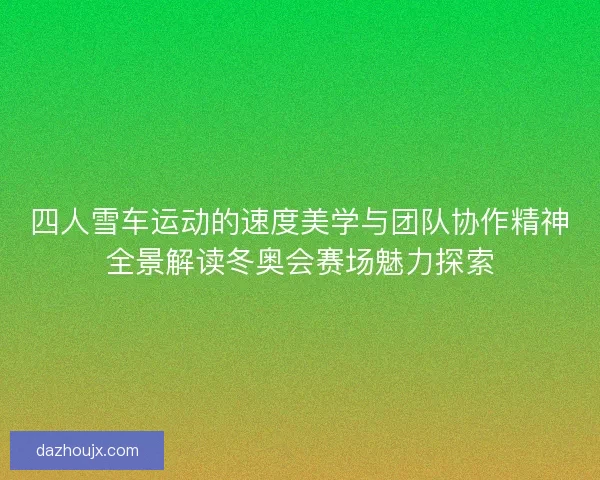 四人雪车运动的速度美学与团队协作精神全景解读冬奥会赛场魅力探索 四人雪车运动的速度美学与团队协作精神全景解读冬奥会赛场魅力探索